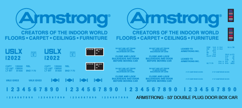 Armstrong Lumber Products 53ft Box Car Decals