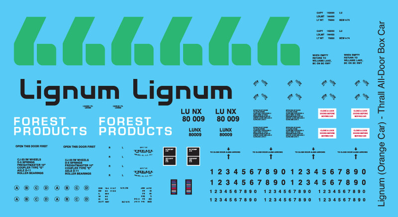 Lignum Lumber Orange All Door Box Car Decals