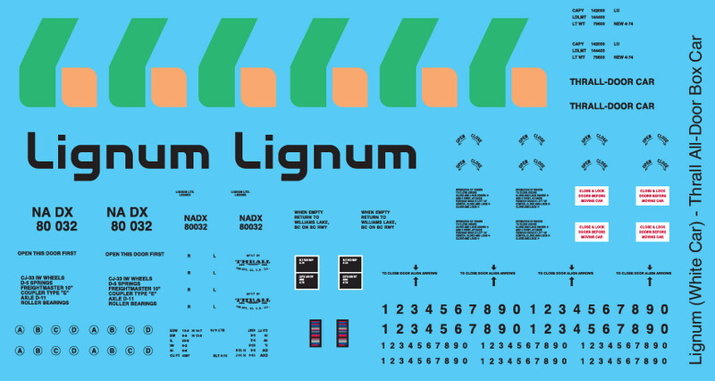Lignum Lumber White All Door Box Car Decals