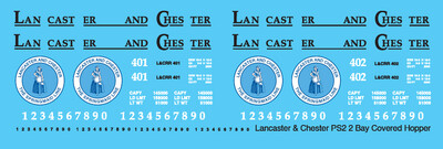 N Scale - Lancaster Chester Covered Hopper PS2 2 Bay Decals
