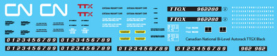 N Scale - Canadian National Bi-Level Autorack TTGX Black Decals