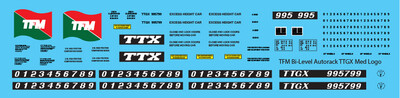 HO Scale - TFM Bi-Level Autorack TTGX Med Flag Decals