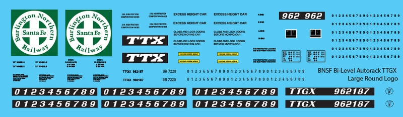 BNSF Bi-Level Autorack TTGX Large Round Logo Decals