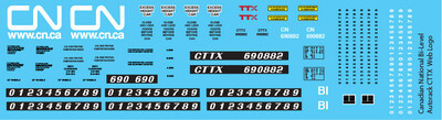 Canadian National Bi-Level Autorack CTTX Web Logo Decals