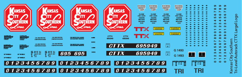 Kansas City Southern Tri-Level Autorack CTTX Large Logo Decals