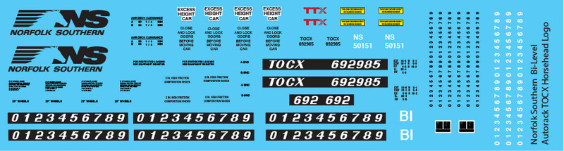 Norfolk Southern Bi-Level Autorack TOCX Horsemane Decals