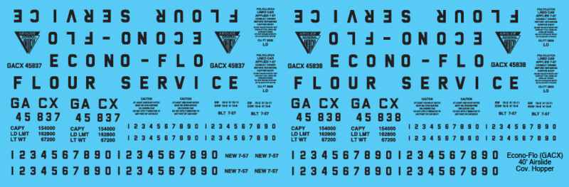 GACX Airslide Covered Hopper Econo Flow Decals