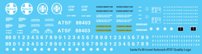 N Scale - Santa Fe Bi-Level Autorack ATSF Quality Logo Decals
