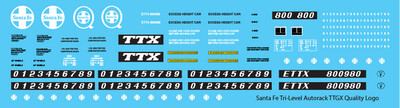 N Scale - Santa Fe Tri-Level Autorack ETTX Quality Logo Decals