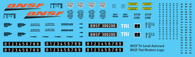 N Scale - BNSF Tri-Level Autorack BNSF Modern Logo Decals
