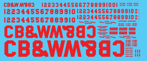 Chesapeake Bay &amp; Western - 60&#39;s Logo Decal Set, Scale: HO Scale (1:87), Decal Color: Red Decals