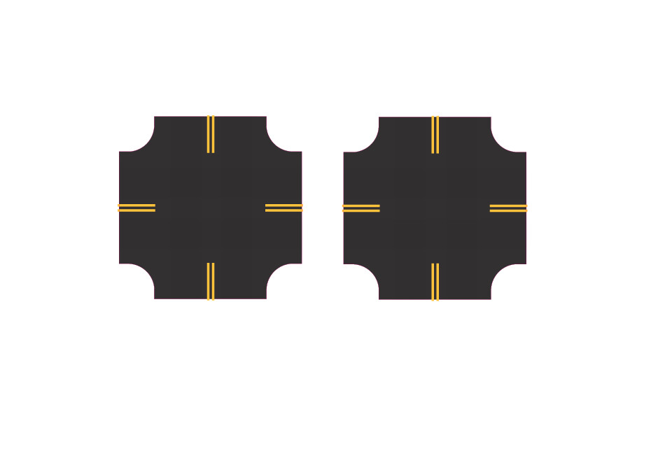 Easy Streets N - Fresh Asphalt Roadway - 4 Way Intersection 4 Way Stop No White