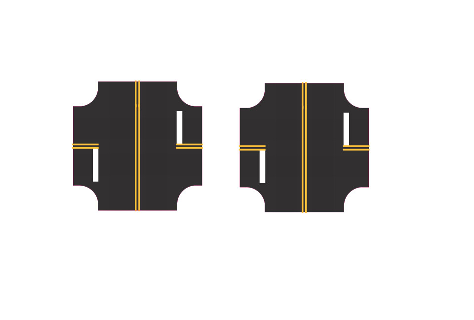 Easy Streets N - Fresh Asphalt Roadway - 4 Way Intersection 2 Way Stop