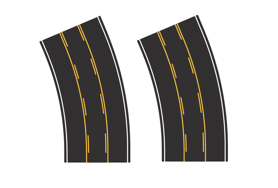 Easy Streets N - Fresh Asphalt-Broad Curve Center Turn Lane