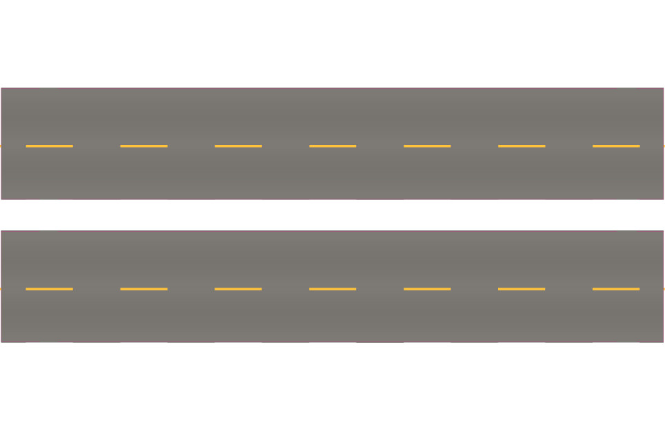 Easy Streets HO - Medium Asphalt-10in Double Passing Section No White