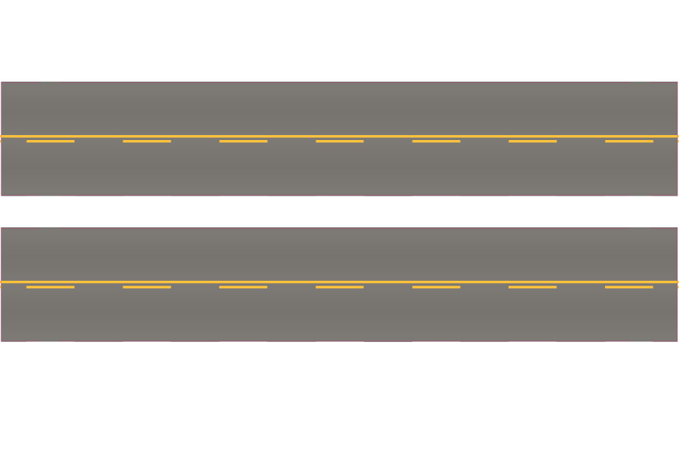 Easy Streets HO - Medium Asphalt-10in Single Passing Section No White