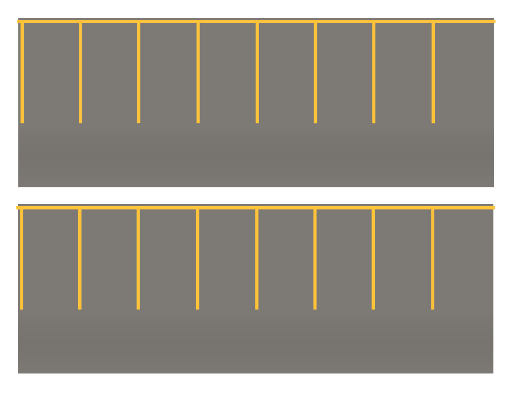 Easy Streets HO - Medium Asphalt-Yellow Straight Parking 1 Lane