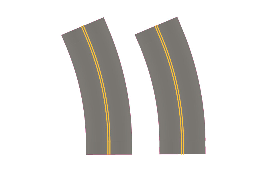 Easy Streets HO - Medium Asphalt-Broad Curve No Passing No White