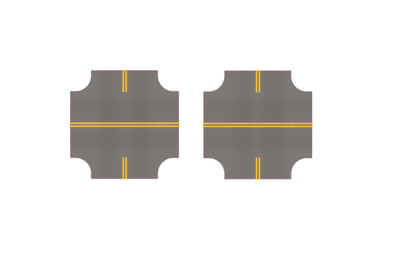 Easy Streets HO - Medium Asphalt-4 Way Intersection 2 Way Stop No White