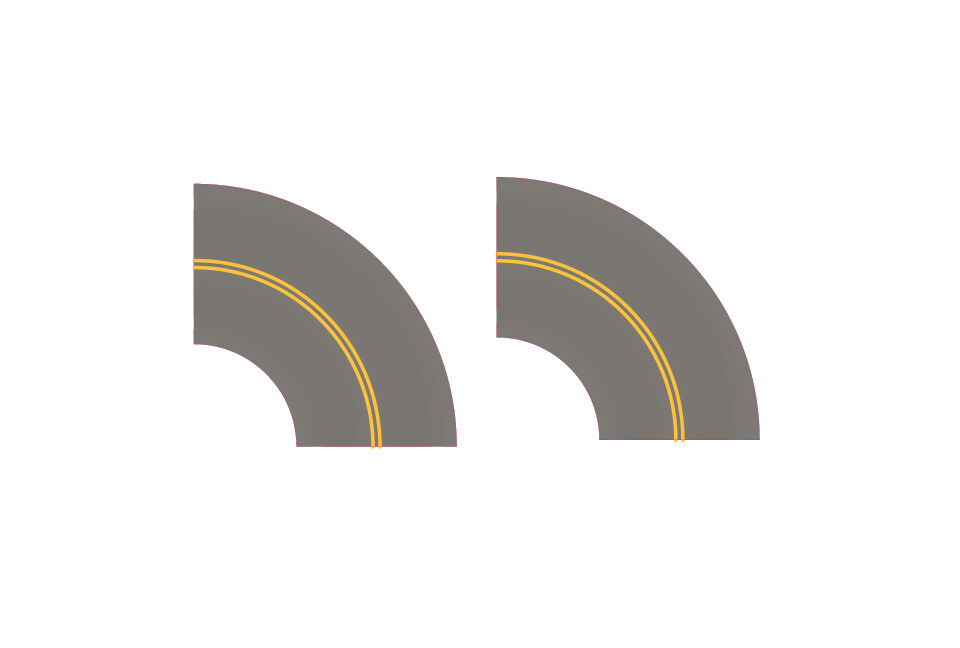 Easy Streets HO - Medium Asphalt-Tight Curve No White
