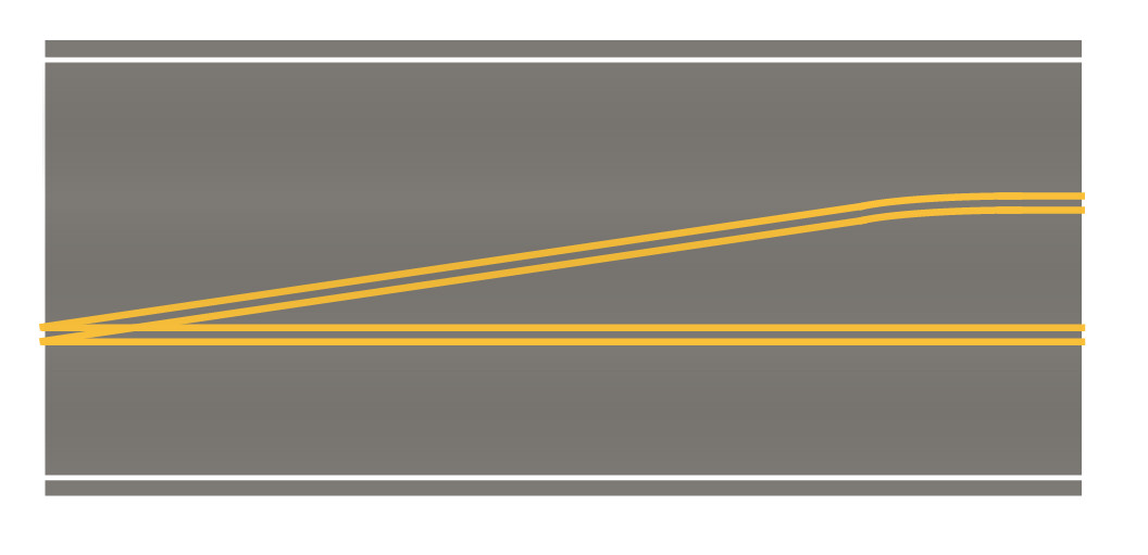 Easy Streets HO - Medium Asphalt-10in 3 Lane to Turn Lane