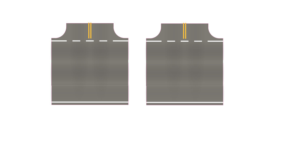 Easy Streets HO - Medium Asphalt-Intersection 3 Way 3 Lanes Wide No Yellow