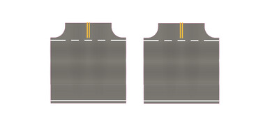 Easy Streets HO - Medium Asphalt-Intersection 3 Way 3 Lanes Wide No Yellow