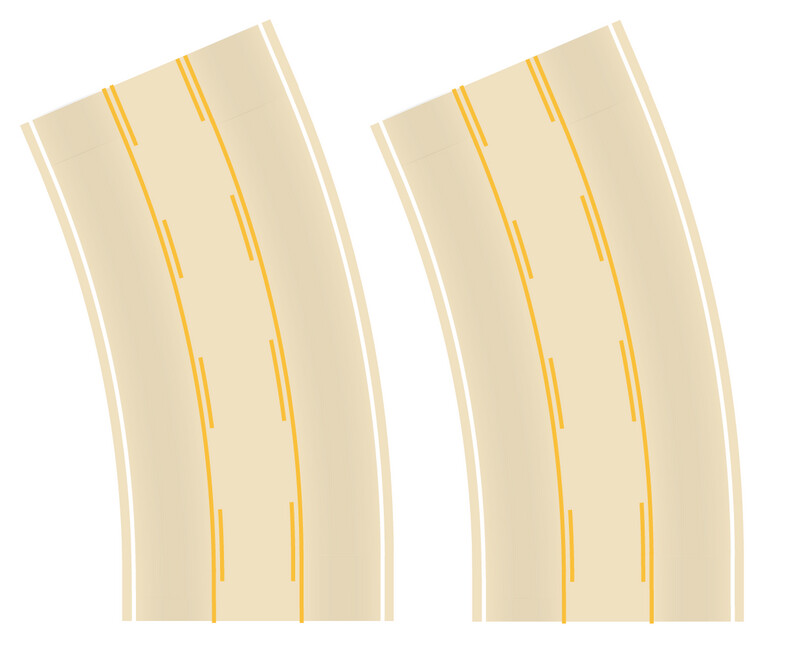 Easy Streets HO - Aged Concrete-Broad Curve Center Turn Lane