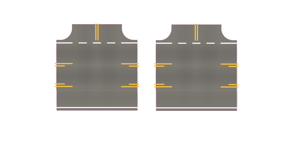 Easy Streets HO - Medium Asphalt-Intersection 3 Way Center Turn Lane