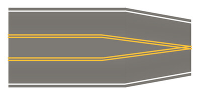 Easy Streets HO - Medium Asphalt-2 to 3 Lane Transition