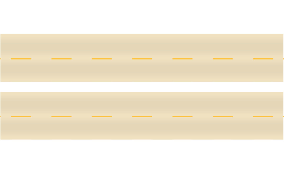 Easy Streets HO - Aged Concrete-10in Double Passing Road No White