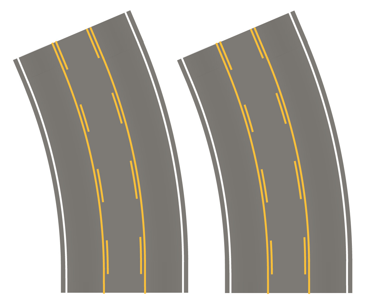 Easy Streets HO - Medium Asphalt-Broad Curve Center Turn Lane