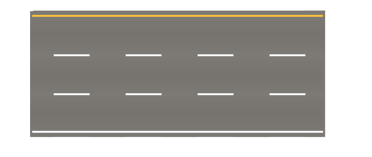 Easy Streets HO - Medium Asphalt-10in 3 Lane Interstate