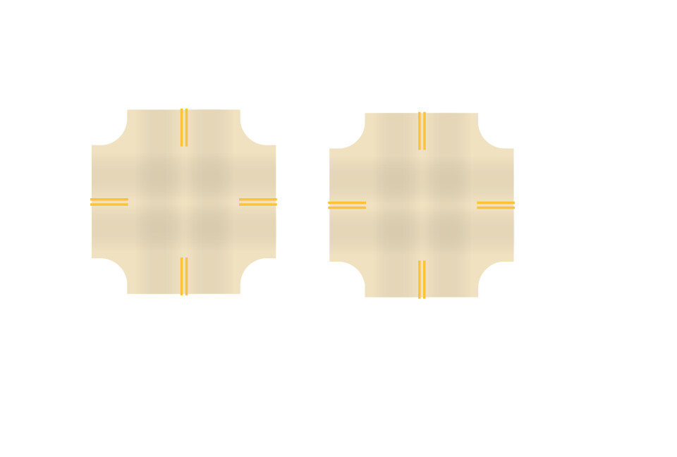 Easy Streets HO - Aged Concrete-4 Way Intersection 4 Way Stop No White