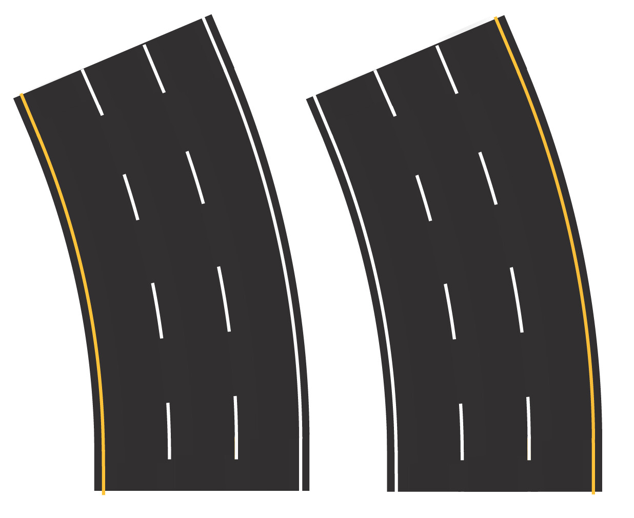Easy Streets HO - Fresh Asphalt-Broad Curve 3 Lane Interstate