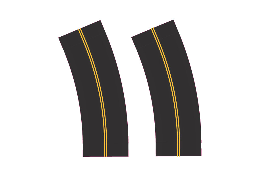Easy Streets HO - Fresh Asphalt-Broad Curve No Passing  Road No White