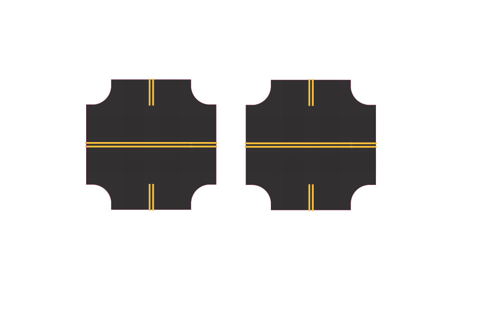 Easy Streets HO - Fresh Asphalt-4 Way Intersection 2 Way Stop No White