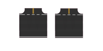 Easy Streets HO - Fresh Asphalt-Intersection 3 Way 3 Lanes Wide No Yellow