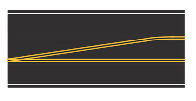 Easy Streets HO - Fresh Asphalt-10in 3 Lane to Turn Lane Transition