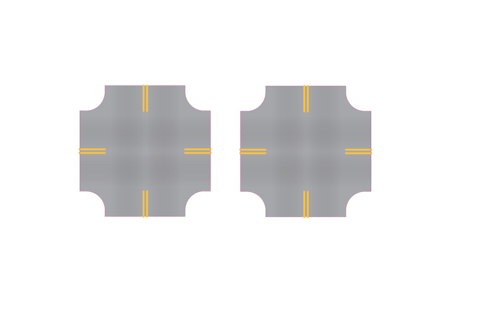 Easy Streets HO - Aged Asphalt - 4 Way Intersection 4 Stop No White