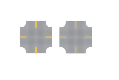 Easy Streets HO - Aged Asphalt - 4 Way Intersection 4 Stop No White