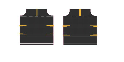 Easy Streets HO - Fresh Asphalt-Intersection 3 Way Center Turn Lane