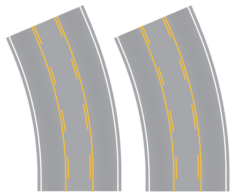 Easy Streets HO - Aged Asphalt-Broad Curve Center Turn Lane