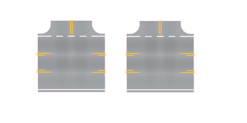 Easy Streets HO - Aged Asphalt-Intersection 3 Way Center Turn Lane