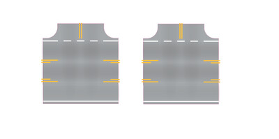 Easy Streets HO - Aged Asphalt-Intersection 3 Way Center Turn Lane