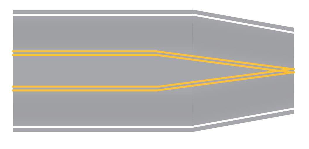 Easy Streets HO - Aged Asphalt-2 to 3 Lane Transition