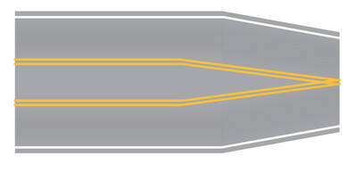Easy Streets HO - Aged Asphalt-2 to 3 Lane Transition