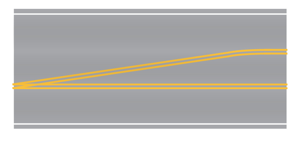 Easy Streets HO - Aged Asphalt-10in 3 Lane to Turn Lane Transition
