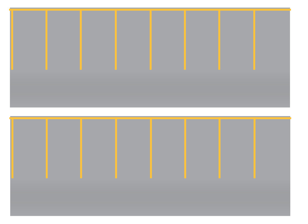 Easy Streets HO - Aged Asphalt-Yellow Straight Parking 1 Lane