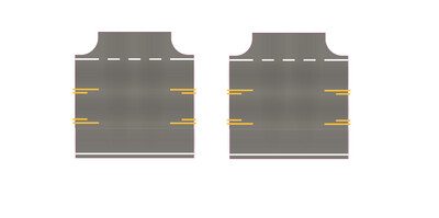 Easy Streets N - Medium Asphalt-3 way Intersection Center Turn to Side Street